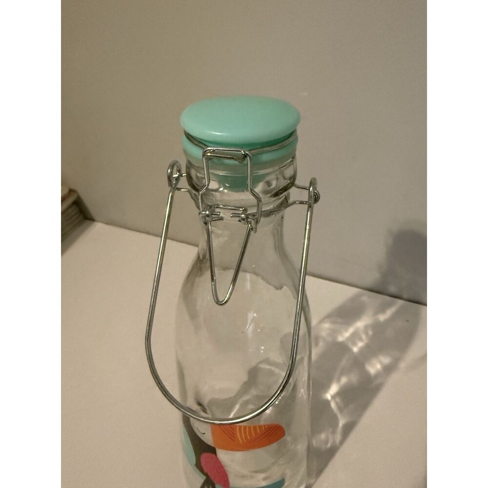 Glass Swing Top Bottle With Colorful Toucan Design - Picture 3 of 4